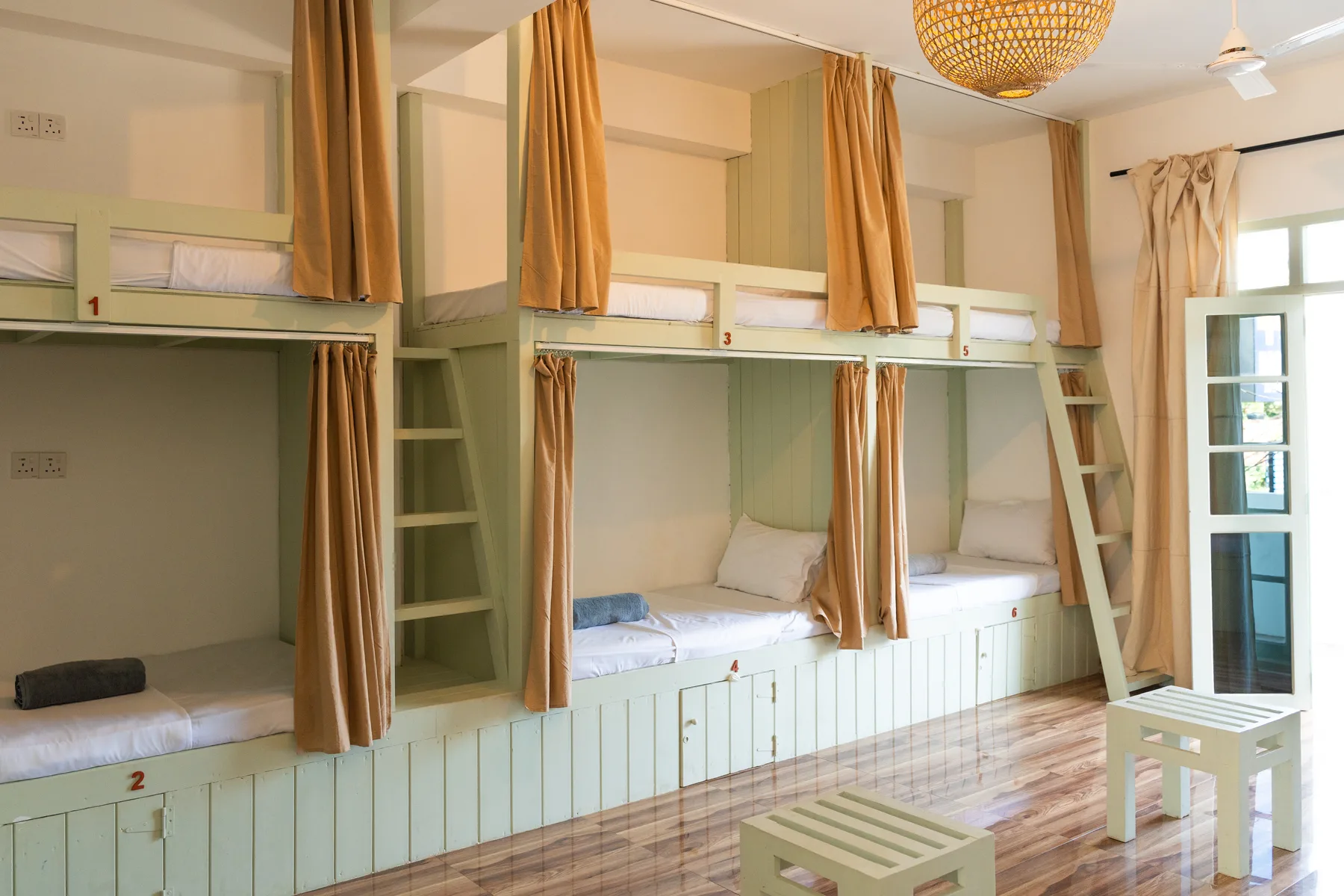 Bunk beds in the mixed dorm at MiRA Mirissa